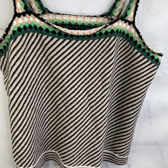 y2k knit Cami Tank Top Womens sz 18 20 2XL Hippy Square Neck crochet Retro Boho - Picture 3 of 10